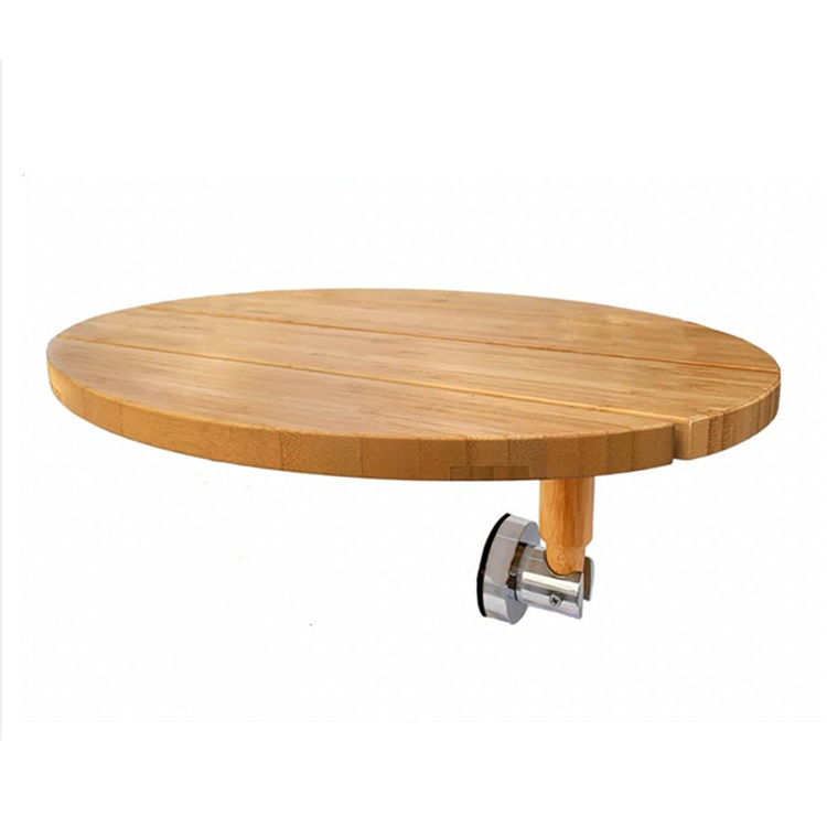 Small Size Bamboo Bathtub Tray With Suction Cup Vacuum Sealed  Corner Inside Wood Tub Caddy Shower Side Shelf