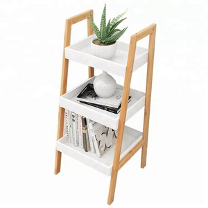 Bathroom Kitchen 3 Tier Bamboo Storage Holders Racks Shelf  Multifunction Ladder Shelf Plant Stand Booshelf Organizer