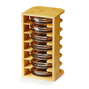 Freestanding Countertop Cupboard Coffee Water Bottle Cup Lids Storage Holder Bamboo Tumbler Lid Organizer For Kitchen Cabinet