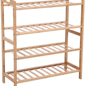 Zapatero De Bambu Bamboo Shoe Rack Indoor Outdoor Indoor Cabinet 4 Tier Free Standing Solid Wooden Shoe Organizer With Handle