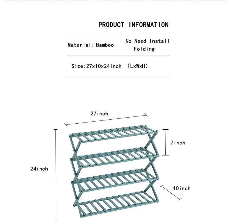 Zapatero De Bambu Living Room Furniture Bamboo Shoe Stand  Modern 4 Tier Cabinet Wooden Foldable Shoe Rack Storage Organizer