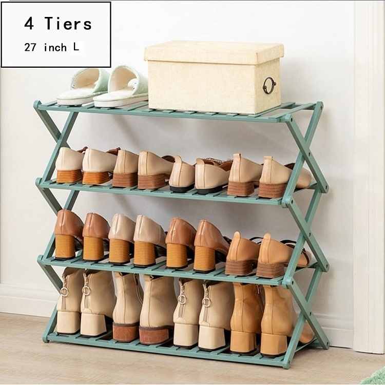 Zapatero De Bambu Living Room Furniture Bamboo Shoe Stand  Modern 4 Tier Cabinet Wooden Foldable Shoe Rack Storage Organizer