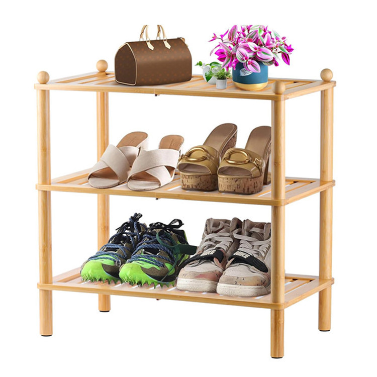 Modern Design Apartment Entryway Shoes Organizer Multi Function Outdoor Hallway Stackable Bamboo Shoe Rack For Home Cabinet