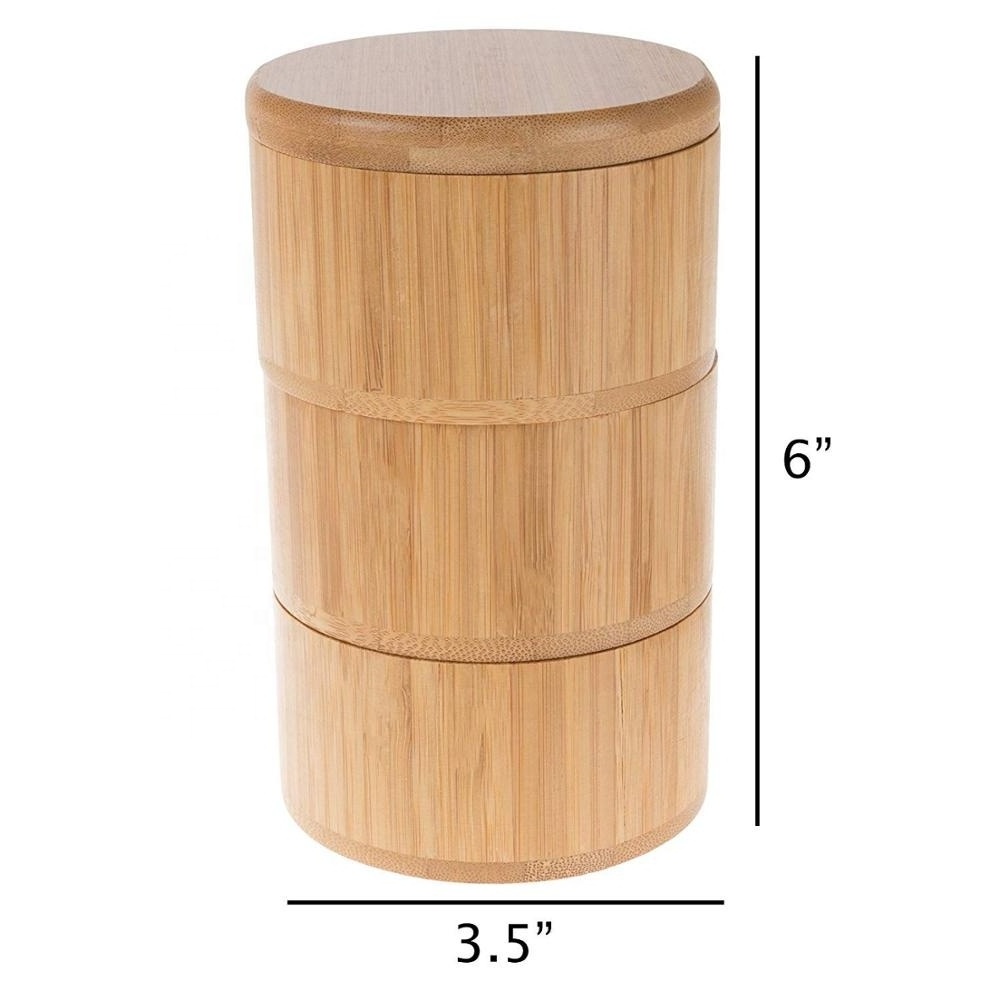 Multifunction 3 Tier Compact Wooden Spice Container Box Magnet Eco Friendly Bamboo Food Storage Box For Salt And Pepper