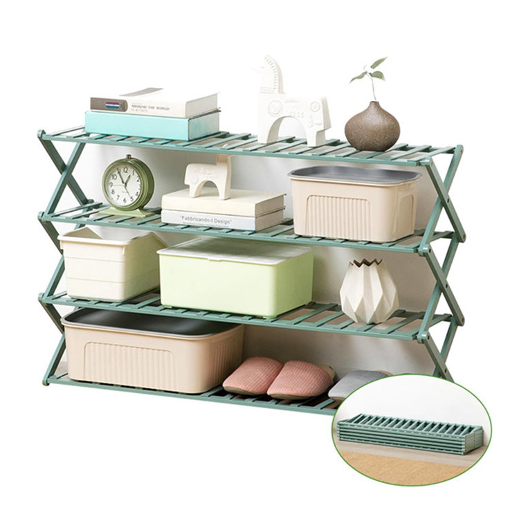 Modern Household Wood Shoe Display Holder Entryway Closet Organizer Portable Eco-Friendly Bamboo Foldable Shoe Rack Cabinet