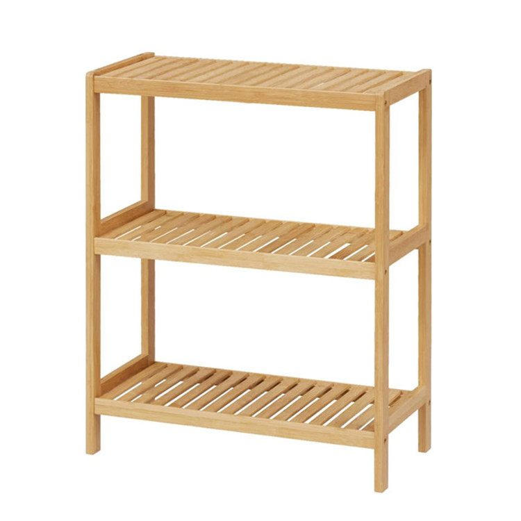 Multifunctional Bathroom Kitchen Living Room Plant Flower Holder 3 Tier Bamboo Storage Racks Shelving Units Standing Type