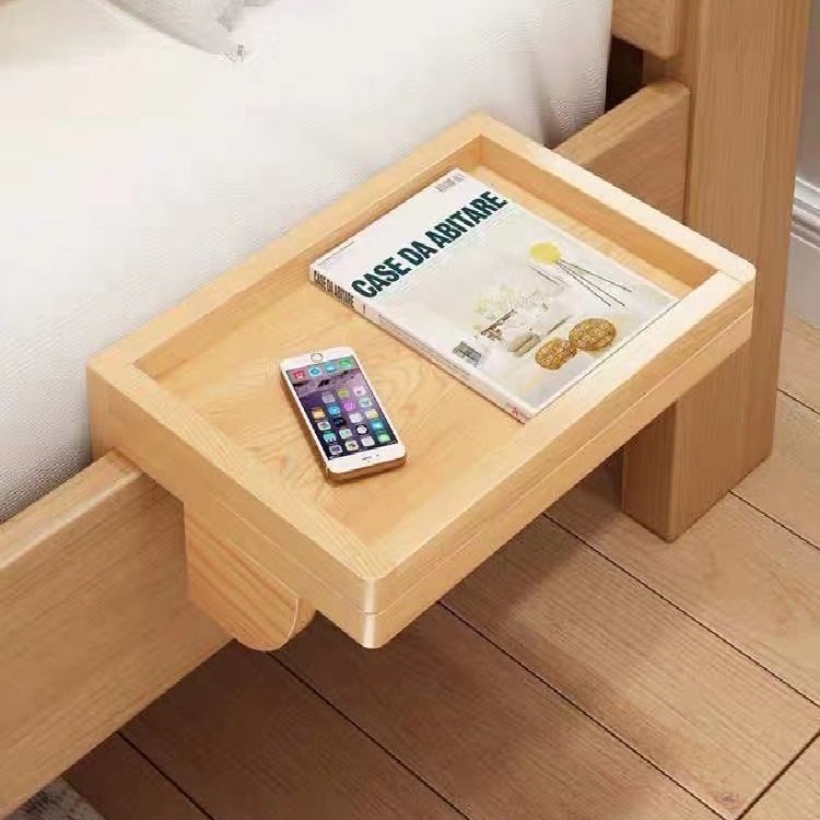 Home Furniture Removable Bamboo Bedside Shelf Table Adjustable Clip On Tray Living Room Storage Organizer Shelf