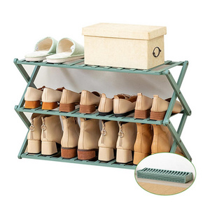 Modern Household Wood Shoe Display Holder Entryway Closet Organizer Portable Eco-Friendly Bamboo Foldable Shoe Rack Cabinet