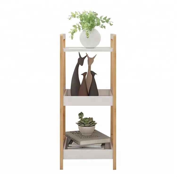 Bathroom Kitchen 3 Tier Bamboo Storage Holders Racks Shelf  Multifunction Ladder Shelf Plant Stand Booshelf Organizer