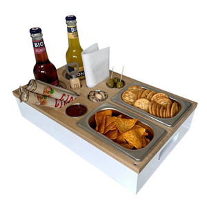 Modern Custom Original Couch Console Butler Snack Tray 2-Coaster Bottle Organizer 3-Dip Work Room Caddy Wood Sofa Cup Holder