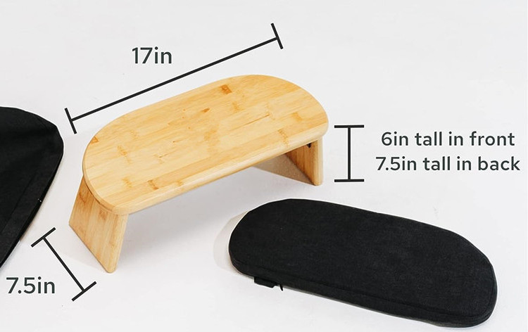 Modern Folding Meditation Bench Locking Hinges Wooden Kneeling Ergonomic Bamboo Seiza Stool With Soft Pillow For Yoga Prayer