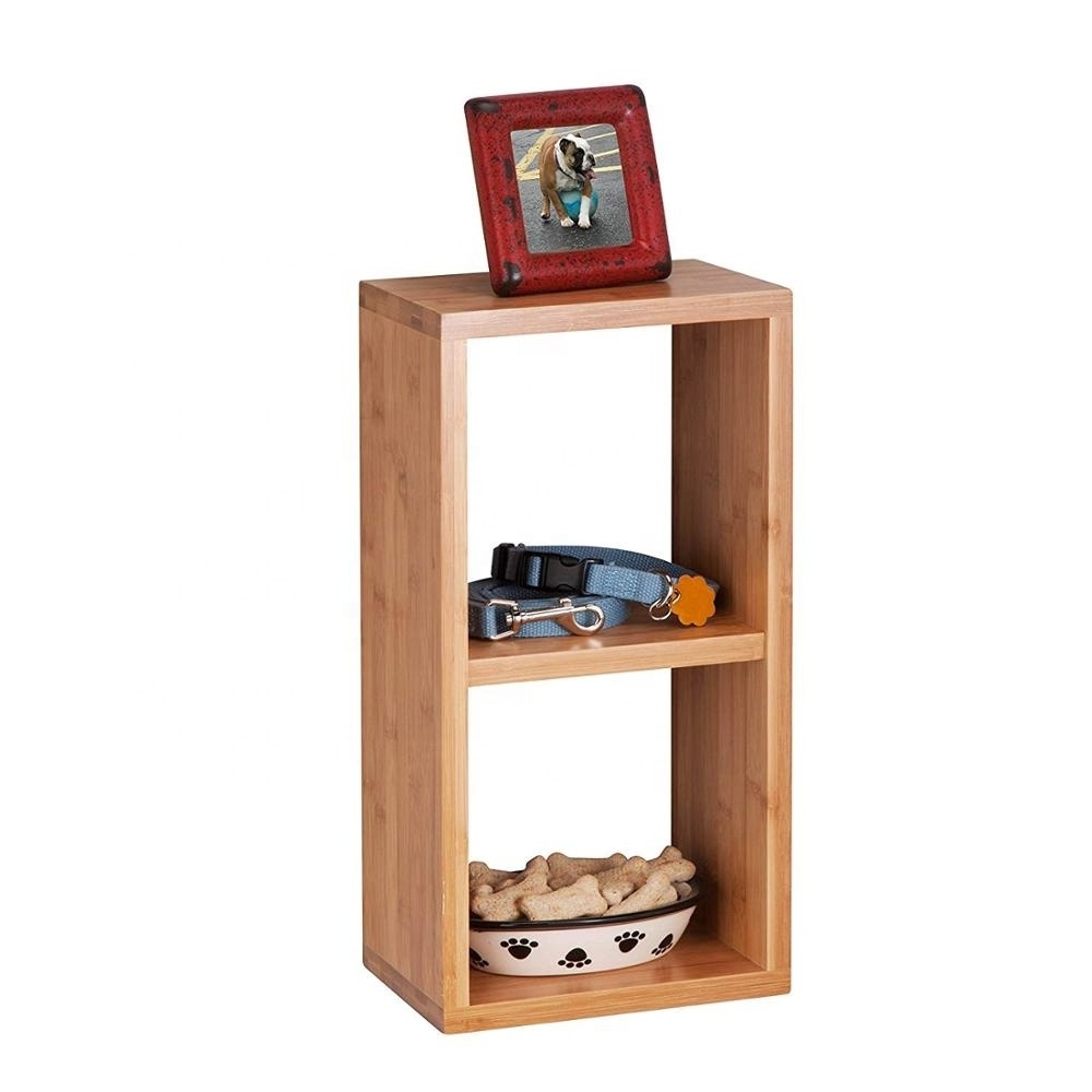 Modular Furniture Bedside Wooden Floating Wall Hanging Rack Kitchen Storage Corner Decoration Square Bamboo Cube Wall Shelf