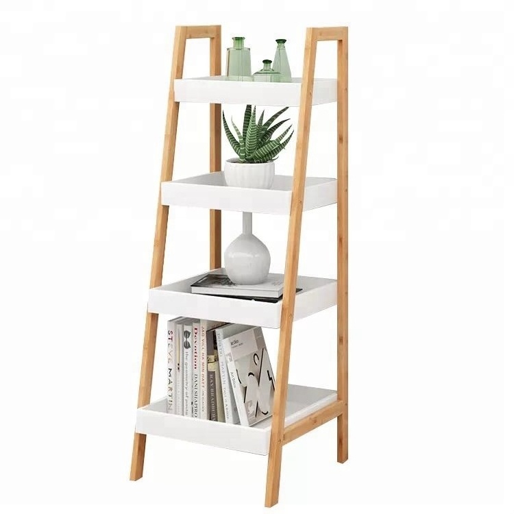 Bathroom Kitchen 3 Tier Bamboo Storage Holders Racks Shelf  Multifunction Ladder Shelf Plant Stand Booshelf Organizer