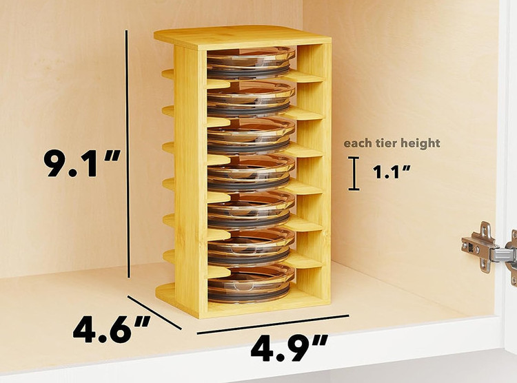 Freestanding Countertop Cupboard Coffee Water Bottle Cup Lids Storage Holder Bamboo Tumbler Lid Organizer For Kitchen Cabinet