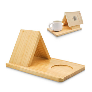 Office Desk Personalised Solid Wood Book Rest And Mug Stand Small Triangle Book Holder With Cup Holder