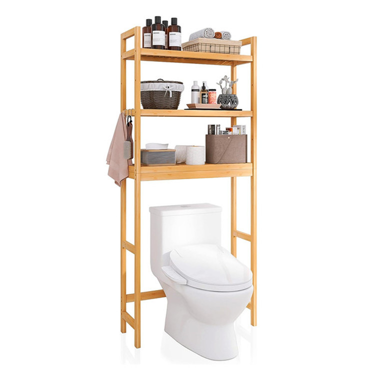 High Quality Modern Bathroom Cabinet Bamboo 3-Tier Adjustable Standing Rack Bath Corner Organizer Over Toilet Storage Shelf