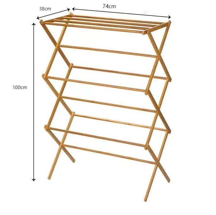 Indoor Tall Portable Retractable Laundry Wooden Clothes Drain Stand Multi Tier Foldable Bamboo Clothes Airer Drying Rack