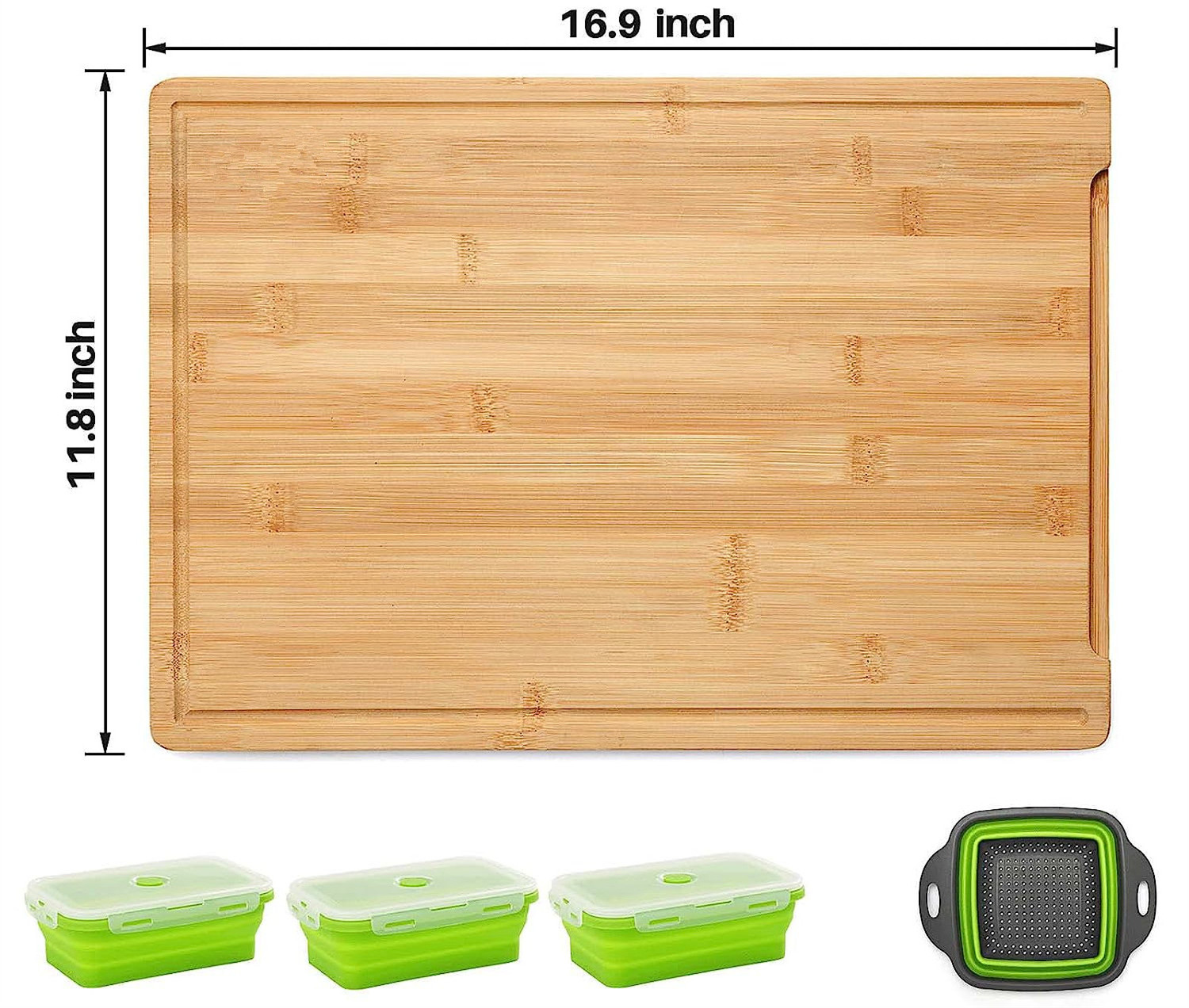 Over The Sink Chopping Board Vegetable Serving Expandable Organic Bamboo Cutting Board With Containers For Kitchen Food Prep