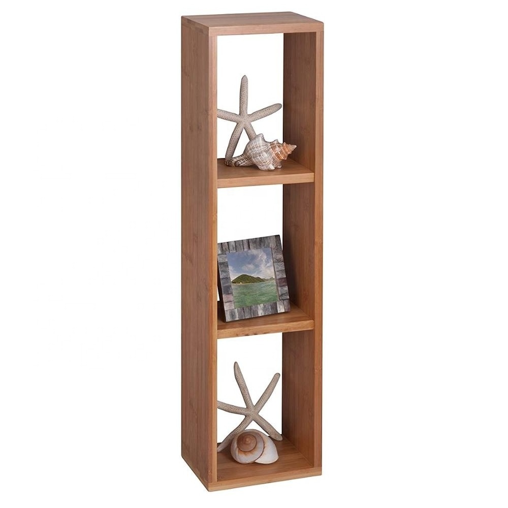 Modular Furniture Bedside Wooden Floating Wall Hanging Rack Kitchen Storage Corner Decoration Square Bamboo Cube Wall Shelf