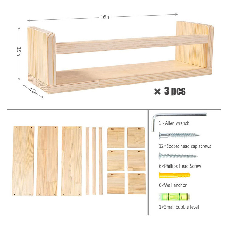 Home Decor Items Wall Mounted Storage Display Holder Bookshelf Kitchen Corner Hidden Wooden Floating Shelf For Living Room Ledge