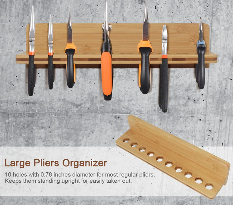 3 Pack Set Screwdriver Storage Rack Wall Mount Wood Hammer  Pliers Holder Wooden Tool Storage Organizer For Garage Workshop