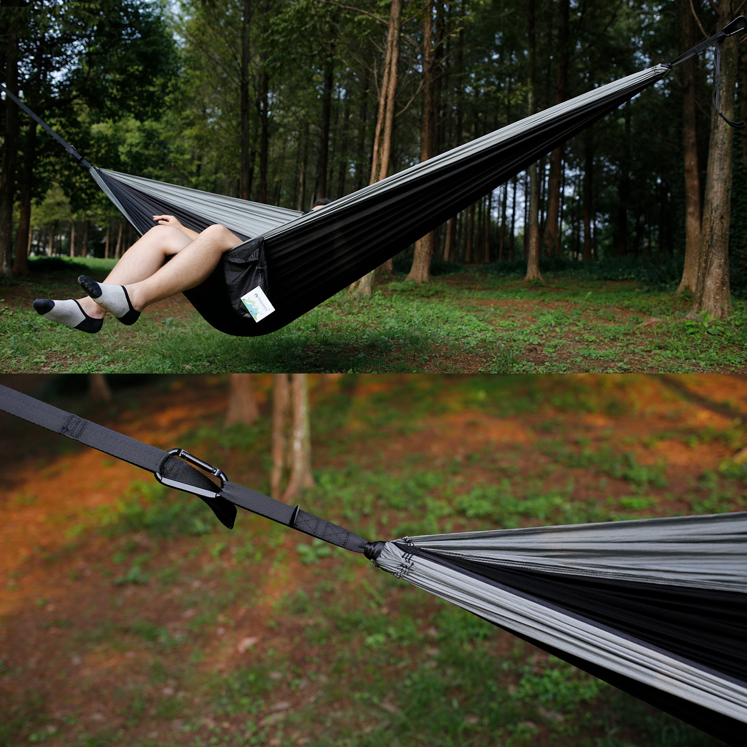 2 person double Outdoor Camping portable folding lightweight durable parachute fabric Nylon Hammock