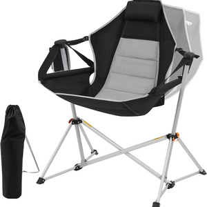 Outdoor Hammock Camping Chair Aluminum Alloy Adjustable Back Swinging Chair Folding Rocking Chair Pillow Cup Holder Recliner