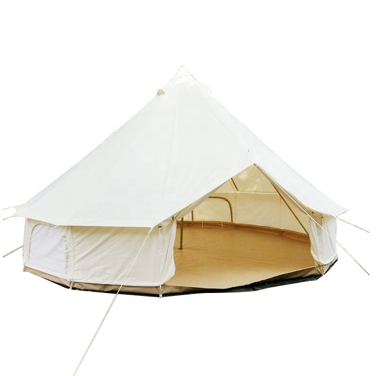 5M Fire Resistant Camping Durable Waterproof Beige Canvas Bell Tent