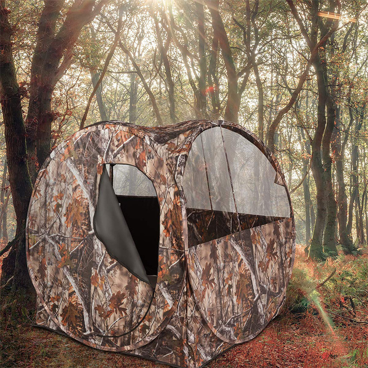 One Man Three-side Large Mesh Window Screen Pop Up Cube Hide Camo Hunting Blind Camping Tent