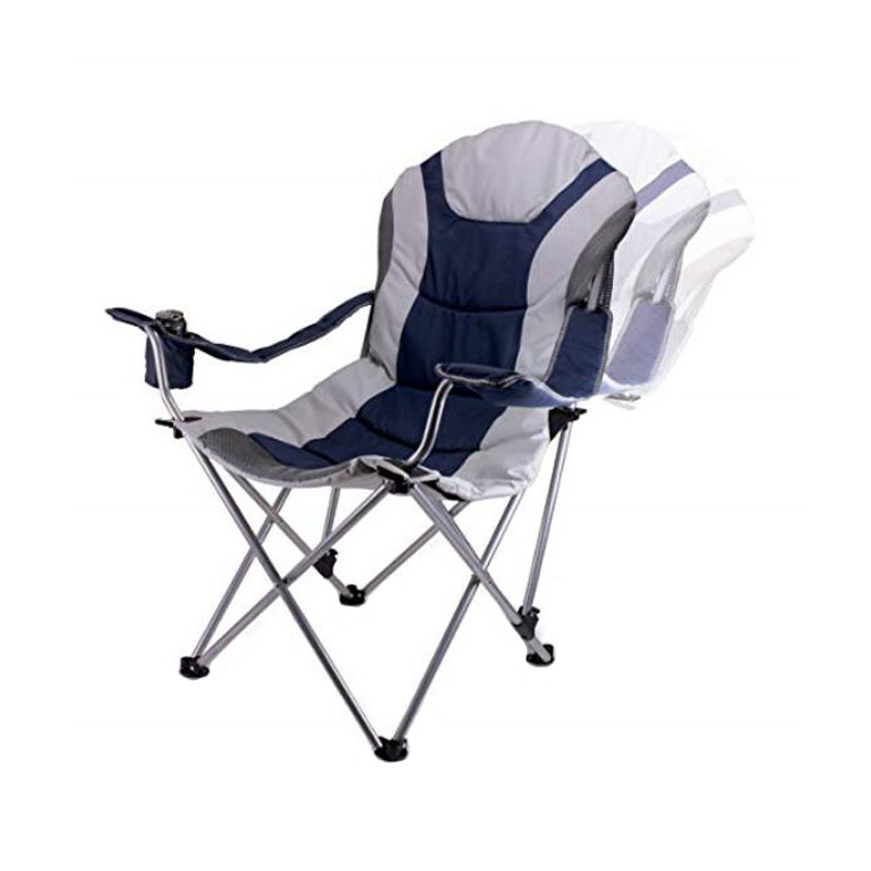 Navy Portable Reclining backpack youth Camp Chair with high seat