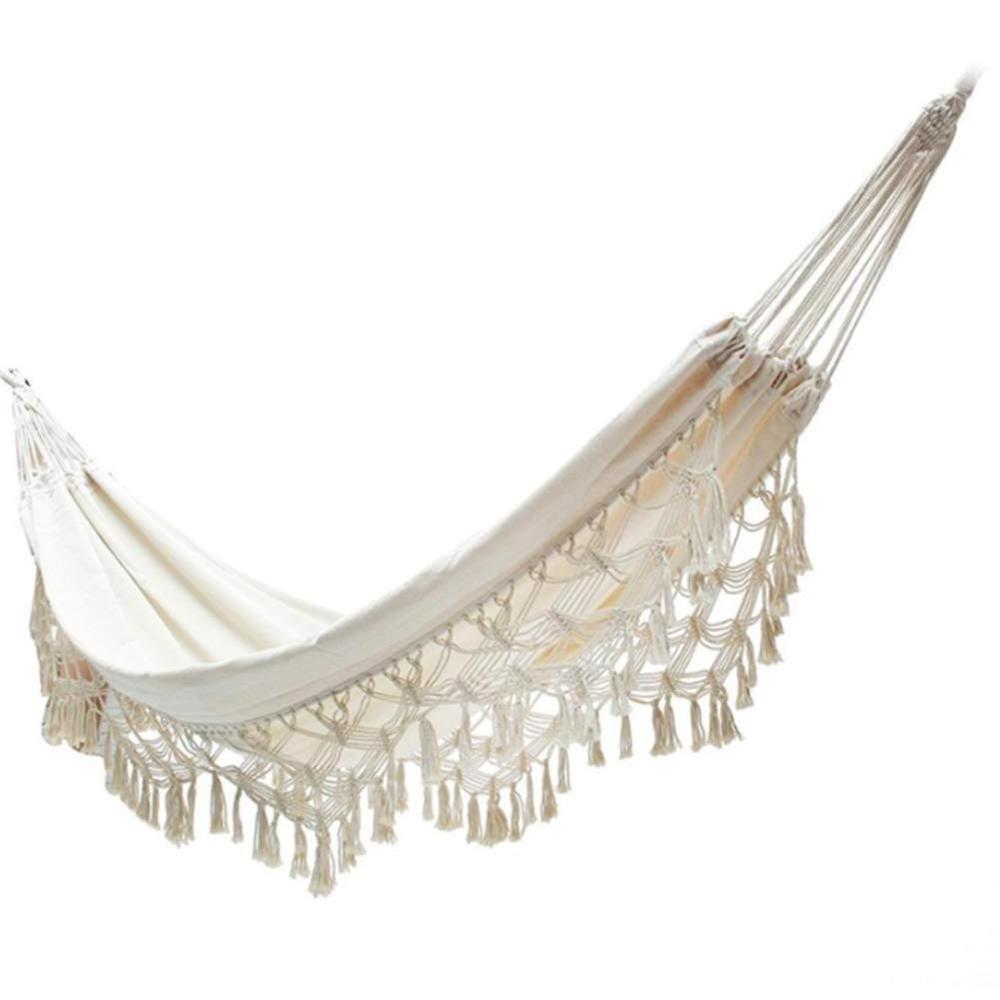 Cotton Hammock With Tassel Garden Yard Swing Bed Outdoor Hanging Chair