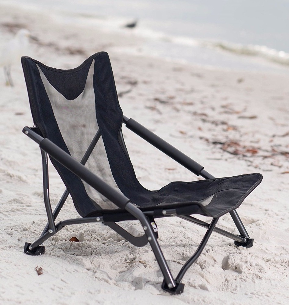 wholesale durable steel low profile folding armless beach chair