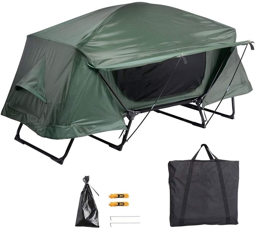 Single 1 person portable off ground popup camping sleeping folding outdoor bed tent