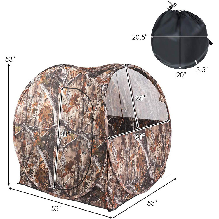 One Man Three-side Large Mesh Window Screen Pop Up Cube Hide Camo Hunting Blind Camping Tent