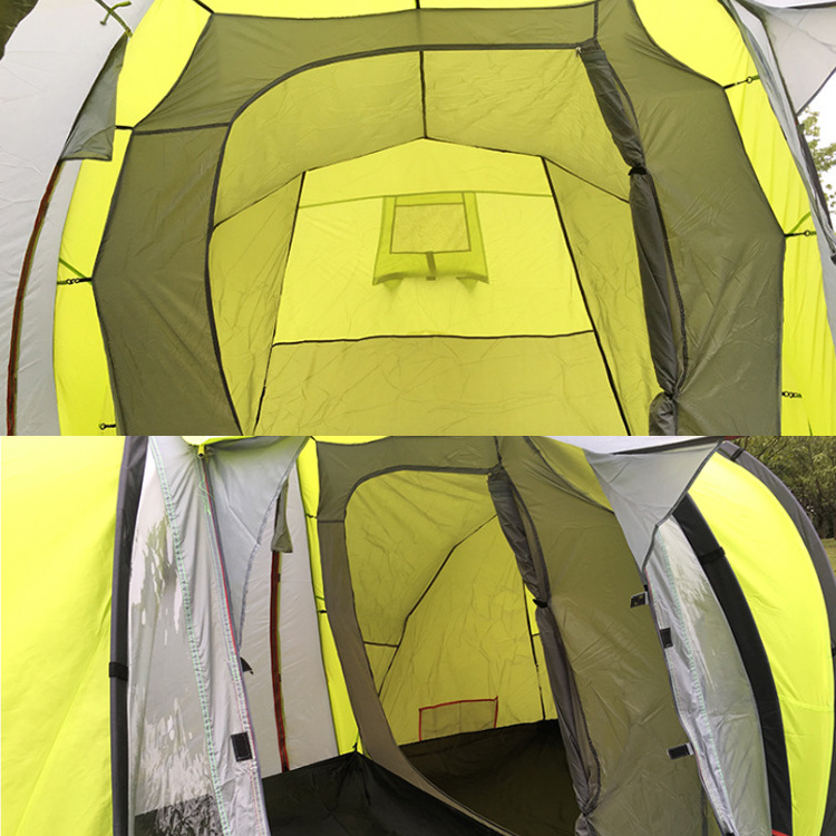 6 Persons Waterproof 4 Season Family Outdoor Camping tunnel tent With 2 Bedrooms and 1 living room