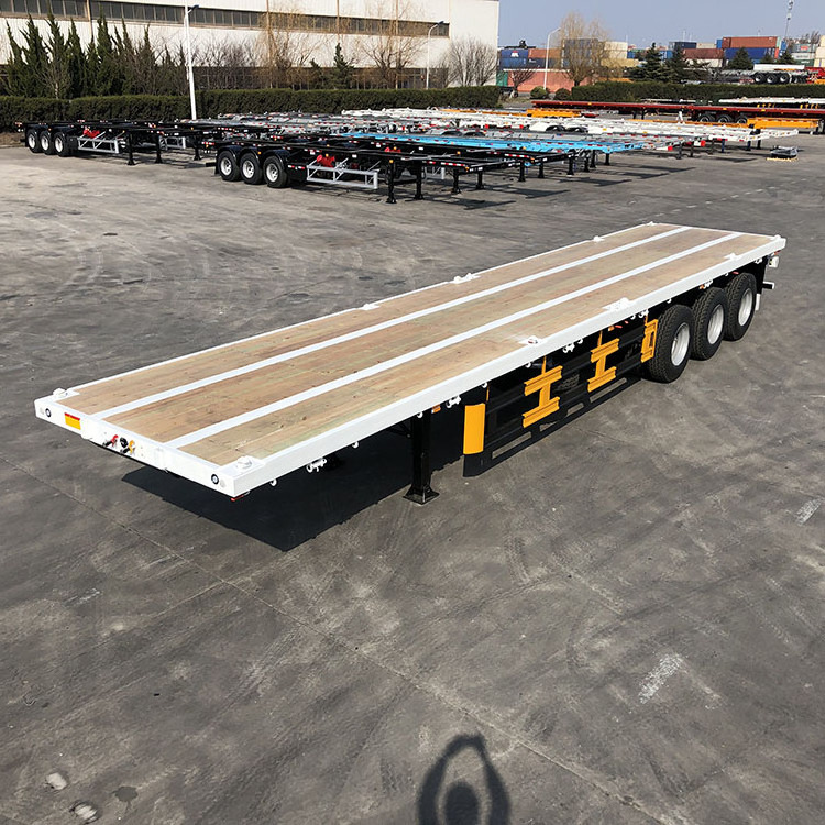 Flat Bed Truck Trailer 12m Flatbed Container Transport Semi Trailer for Sale Long Vehicle 3 Axle 40 Ton Steel Panda Semi-trailer