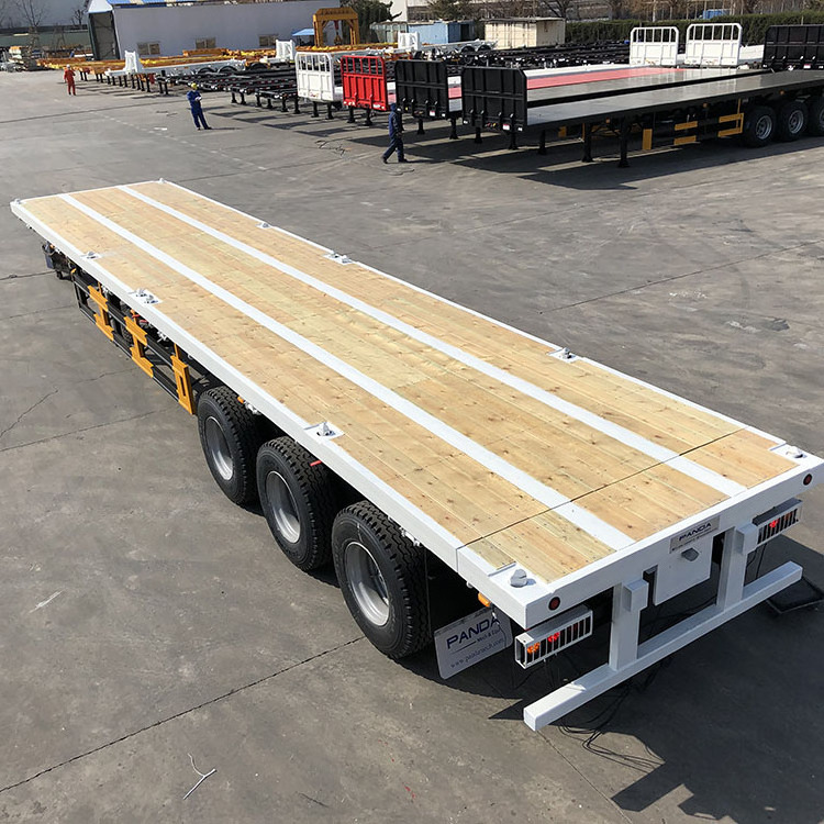 Flat Bed Truck Trailer 12m Flatbed Container Transport Semi Trailer for Sale Long Vehicle 3 Axle 40 Ton Steel Panda Semi-trailer