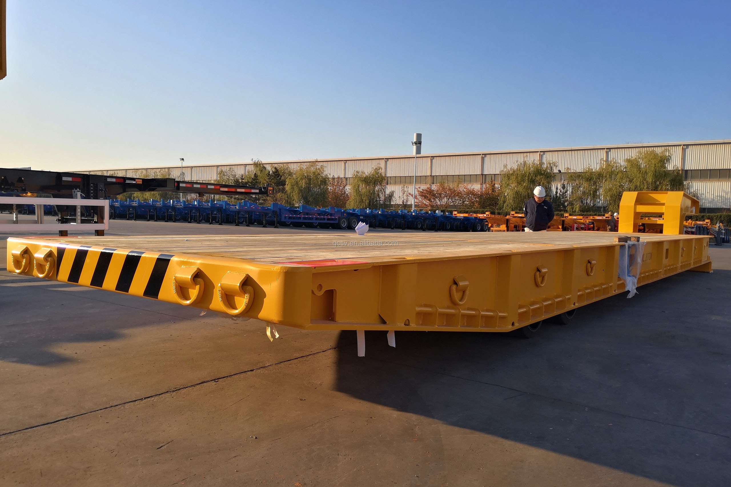 Port using 60 ton 80t-100 ton roro boat low bed transport trailer 40ft roll mafi trailer