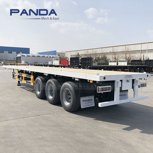 Flat Bed Truck Trailer 12m Flatbed Container Transport Semi Trailer for Sale Long Vehicle 3 Axle 40 Ton Steel Panda Semi-trailer