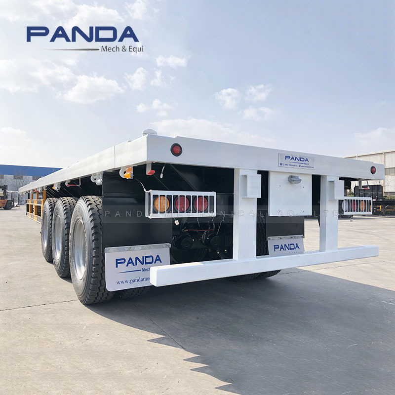 Flat Bed Truck Trailer 12m Flatbed Container Transport Semi Trailer for Sale Long Vehicle 3 Axle 40 Ton Steel Panda Semi-trailer