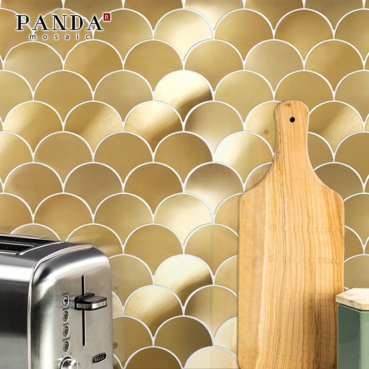 Luxury Wall Tiles Decorative Stainless Steel Brushed black and Gold Metal Mosaic For Backsplash