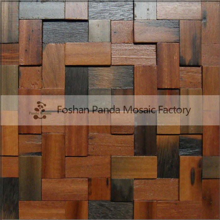 Brown Old Ship Wooden Wall Tile Pattern Study Mosaic Decor Wood Tile for Living Room