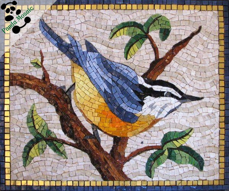 Mb Pmb12 Little Bird Design Handmade Animal Wall Tile Mural Chinese Mosaic Mural Glass Mosaic Tile