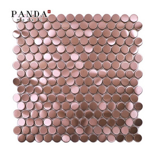 Factory Rose Gold Pink Metal Mosaic Tile Design Kitchen Backspash Wall Cut Tile