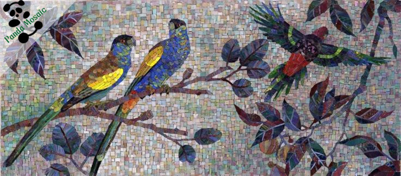 Mb Pmb12 Little Bird Design Handmade Animal Wall Tile Mural Chinese Mosaic Mural Glass Mosaic Tile