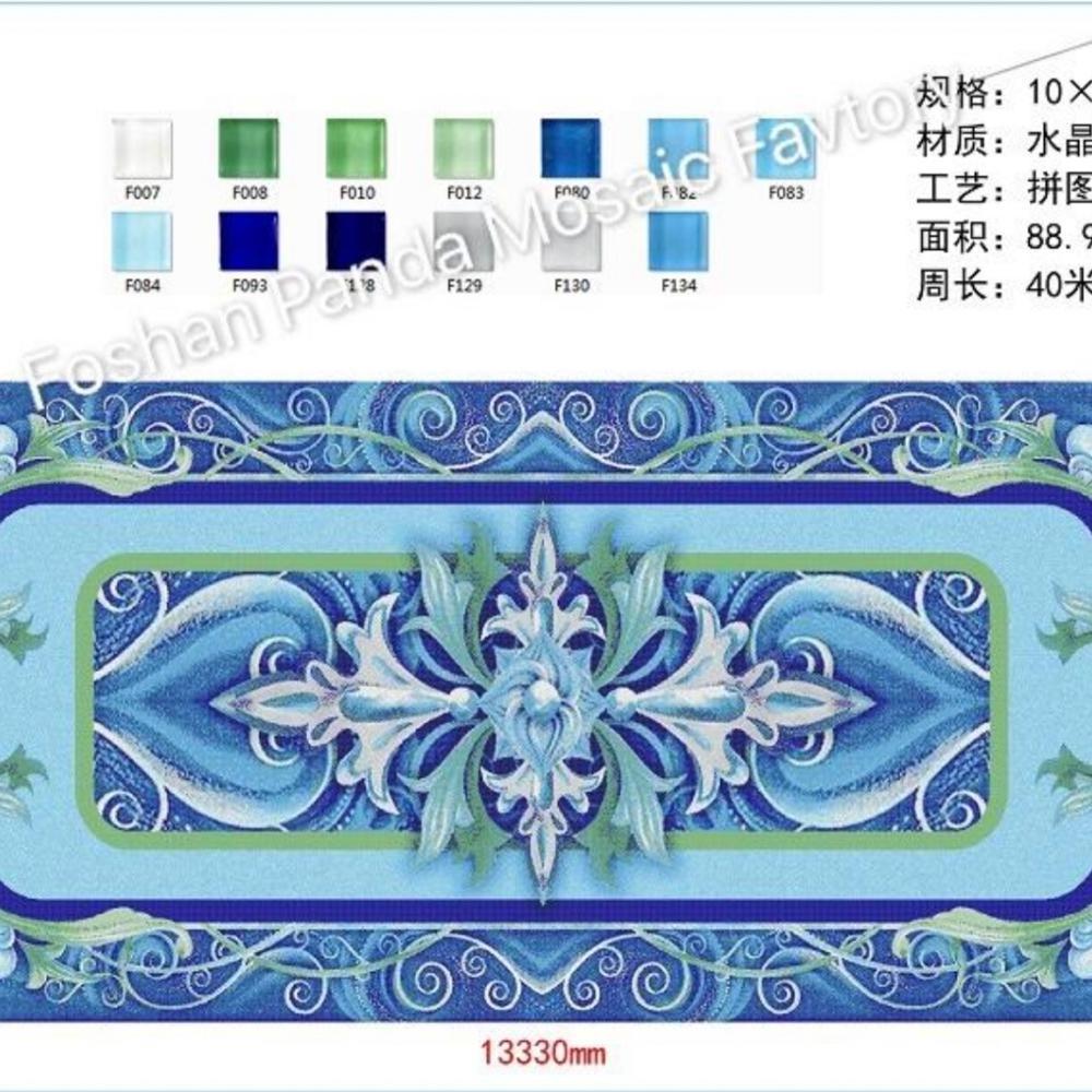 Floor decor Customized blue square mosaic for swimming glass pool tile mosaic