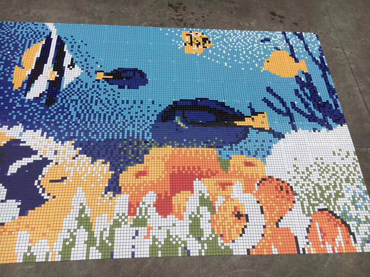 Floor decor Customized blue square mosaic for swimming glass pool tile mosaic