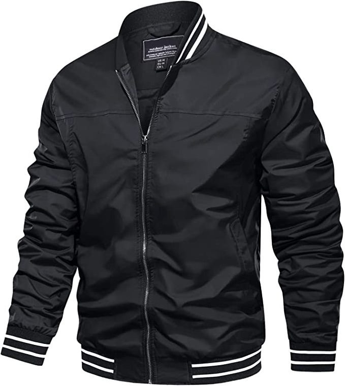 Men's Bomber Jackets Lightweight Windbreaker Spring Fall Full Zip Active Coat Outwear