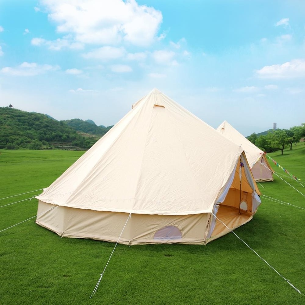 2022 Supply Luxury Outdoor Arabic Canvas Mongolian Camp Yurt Family Tent 3m 4m 5m 6m 7m Cotton Canvas Bell Tent For Glamping