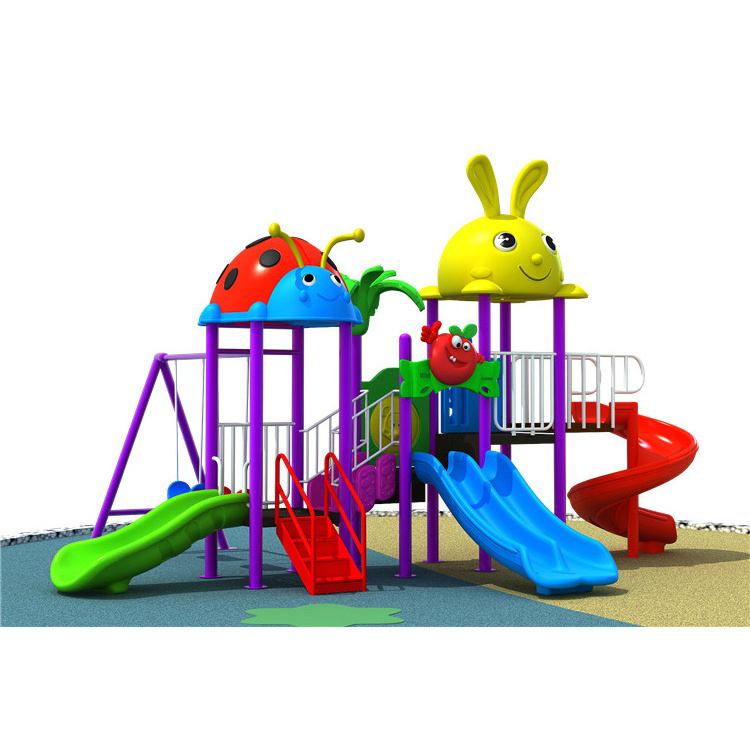 Multifunctional children outdoor play area playground wholesale daycare kids plastic slide swing set for sale equipment